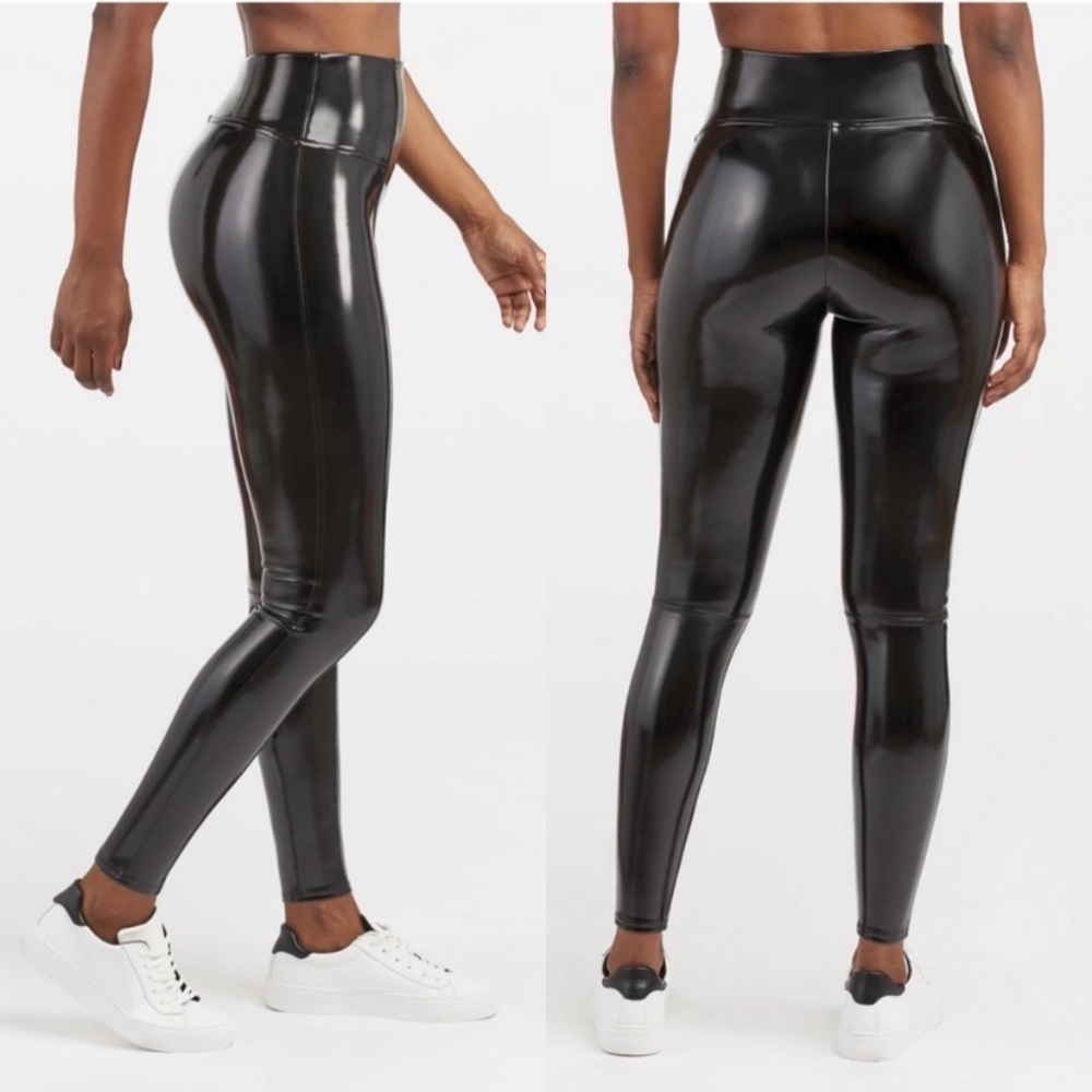 Spanx Faux Patent Leather Leggings Black size S